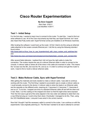 Cisco Router Experimentation