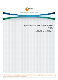 YÜKSEKÖĞRETİME GEÇİŞ SINAVI (YGS) 24 MART 2013 PAZAR