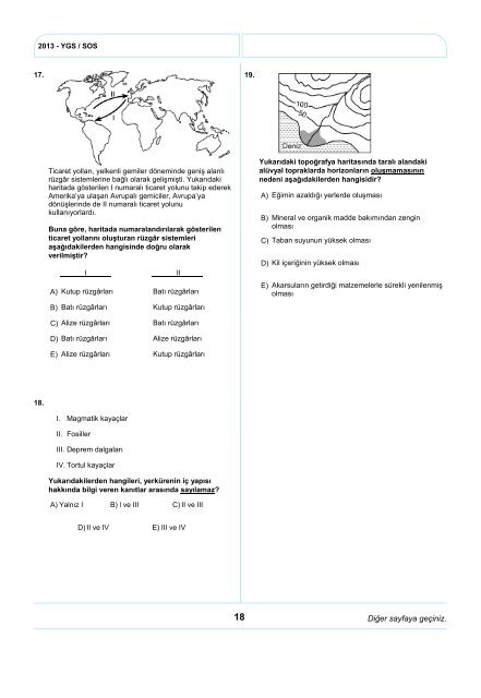 YÜKSEKÖĞRETİME GEÇİŞ SINAVI (YGS) 24 MART 2013 PAZAR