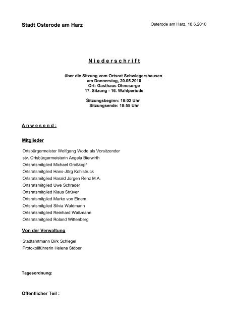 17. Sitzung 20.05.10 - Neueinrichtung einer Bushaltestelle ...