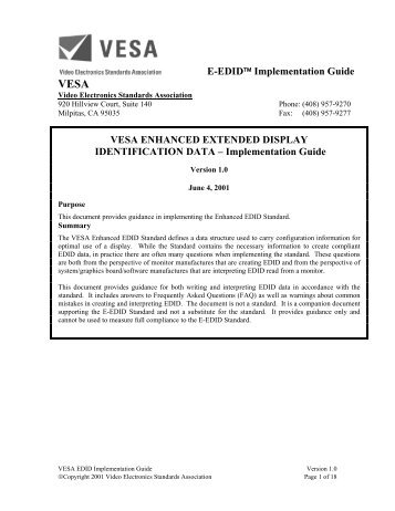 E-EDID™ Implementation Guide VESA ENHANCED ... - Stellae