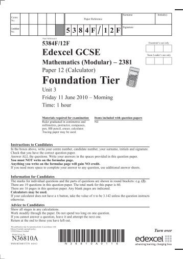 N36810A GCSE Maths 5384F 12F June 2010.indd - Goffs School