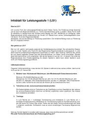 Infoblatt für Leistungsstufe 1 (LS1) - Tennis Zentralschweiz
