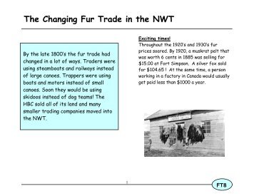 The Changing Fur Trade in the NWT