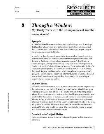 Through a Window Book Report Worksheet.pdf - Ladue School District