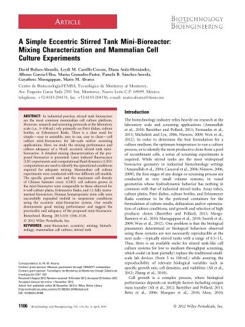 Mixing characterization and mammalian cell culture ... - IFSC