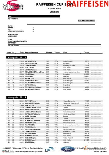 Startliste - data ski-valais