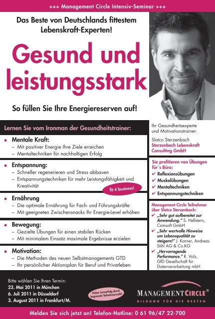 Seminar: Gesund und leistungsstark - Management Circle AG