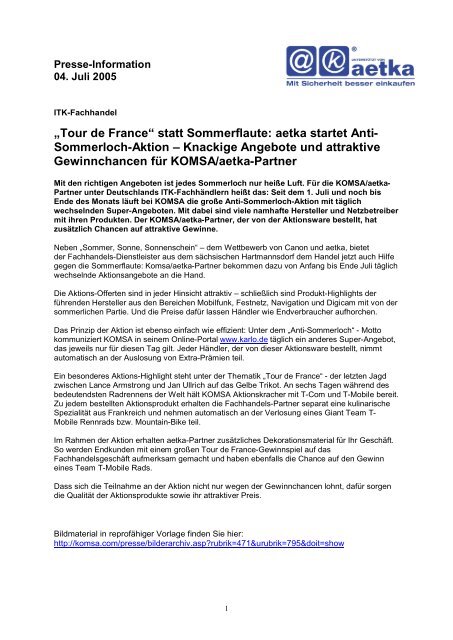 statt Sommerflaute: aetka startet Anti- Sommerloch-Aktion - Komsa