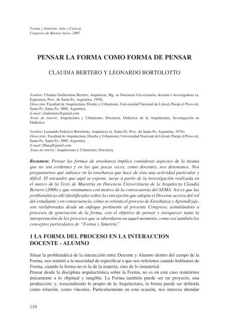 PENSAR LA FORMA COMO FORMA DE PENSAR