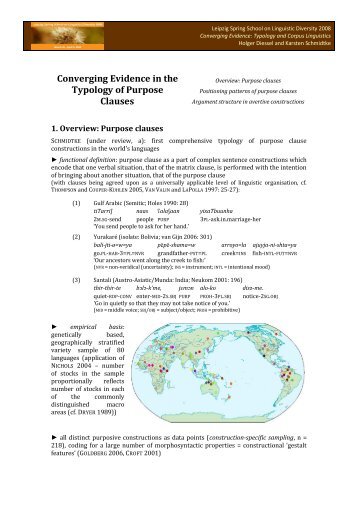 Converging Evidence in the Typology of Purpose Clauses - Karsten ...