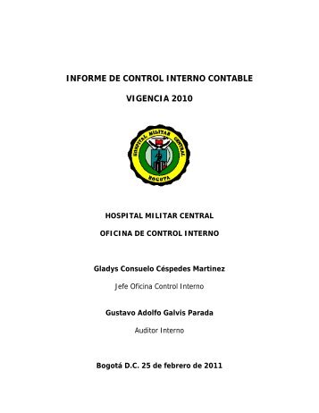 Informe sietema Control Interno Contable 2010 - Hospital Militar