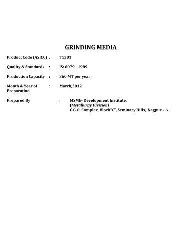 GRINDING MEDIA - MSME-DI Nagpur