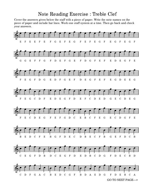 Note Reading Exercise : Treble Clef