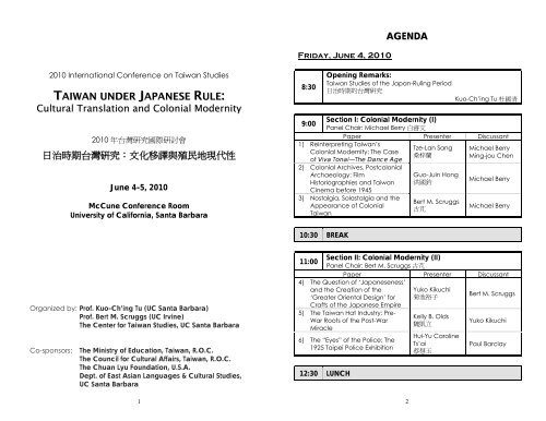 TAIWAN UNDER JAPANESE RULE - Department of East Asian ...