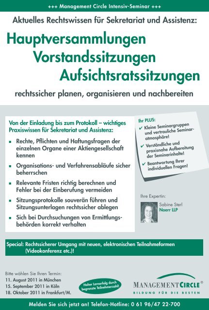 Seminar: Hauptversammlung - Vorstands- und ...