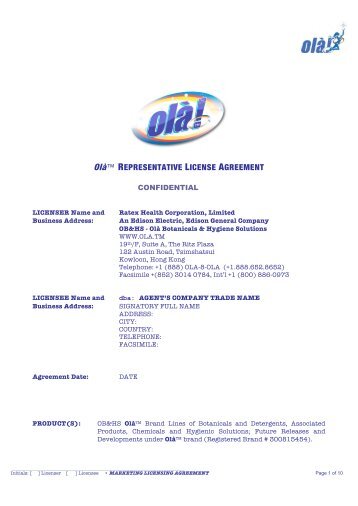 OLAâ¢ Agency Agreement Draft (PDF) - Ola.tm