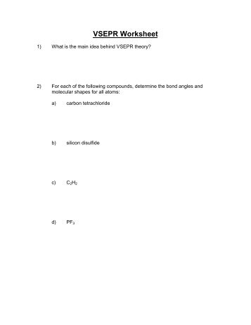 VSEPR Worksheet - Solutions