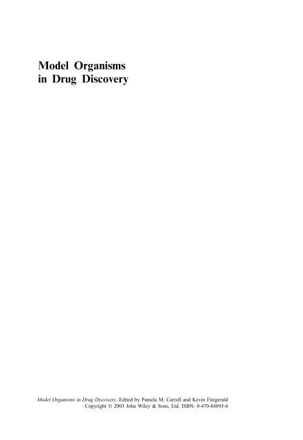 Model Organisms in Drug Discovery