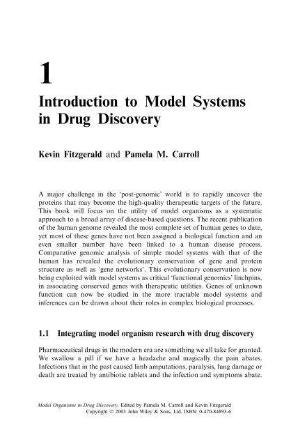 Model Organisms in Drug Discovery