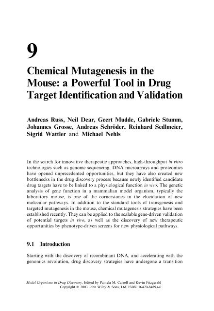 Model Organisms in Drug Discovery