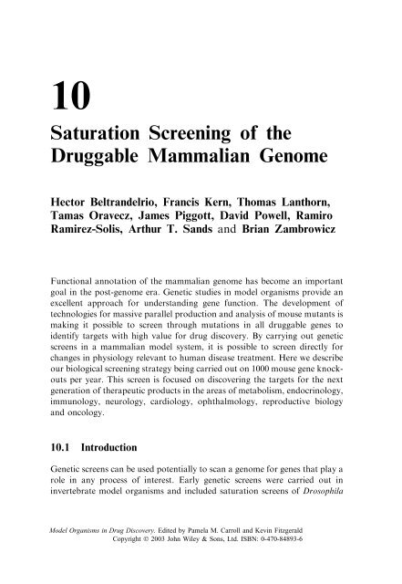 Model Organisms in Drug Discovery