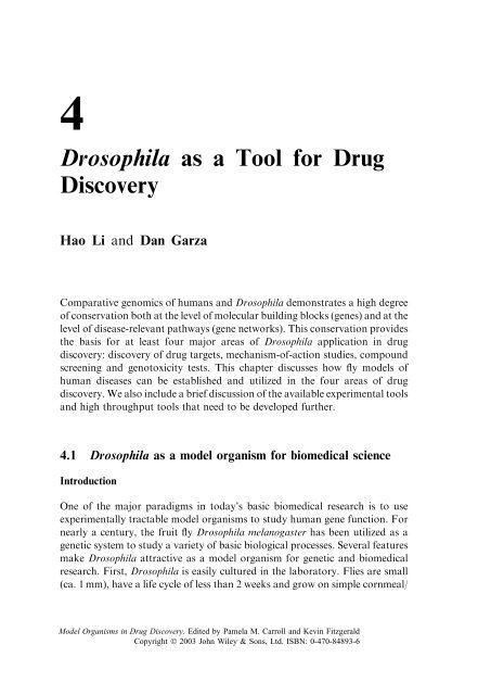 Model Organisms in Drug Discovery