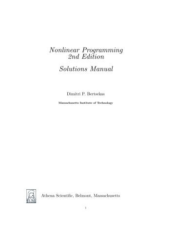 Nonlinear Programming 2nd Edition Solutions ... - Athena Scientific