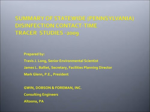 Statewide (PA) Chlorine Contact Time Tracer Study - Gwin, Dobson ...