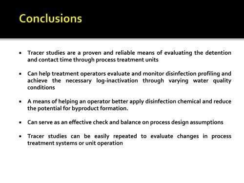 Statewide (PA) Chlorine Contact Time Tracer Study - Gwin, Dobson ...