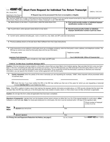 4506T-EZ Short Form Request For Individual Tax Return - Lawrence ...