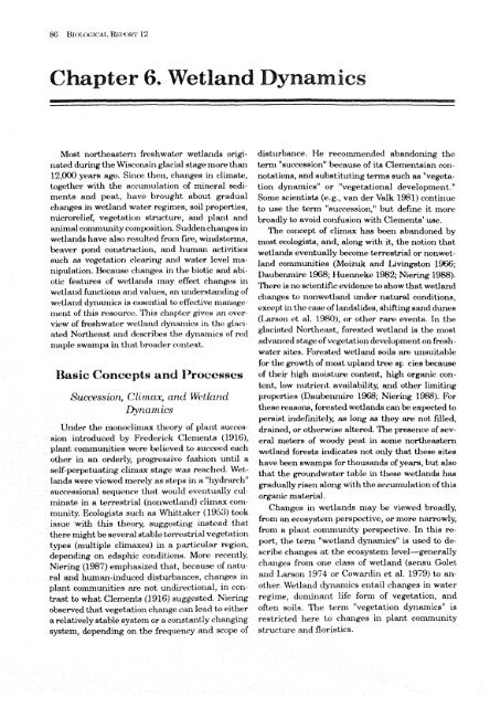 Ecology of Red Maple Swamps in the Glaciated Northeast: A ...