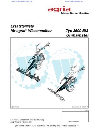 Ersatzteilliste fÃƒÂ¼r agria -WiesenmÃƒÂ¤her Typ 3600 BM Unihamster