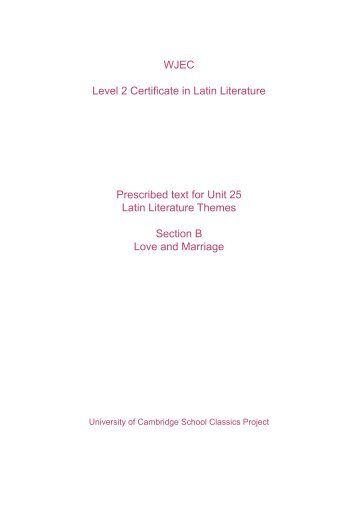 WJEC Level 2 Certificate in Latin Literature Prescribed text for Unit ...