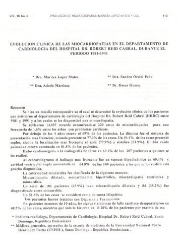 evolucion clinica de las miocardiopatias en el departamento de ...