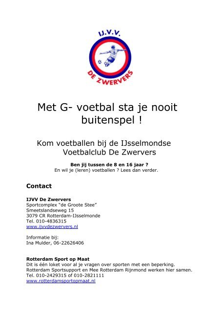 Flyer G-Voetbal - IJ.VV De Zwervers