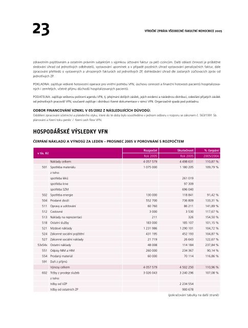 VÃ½roÄnÃ­ zprÃ¡va 2005 - VÅ¡eobecnÃ¡ fakultnÃ­ nemocnice v Praze