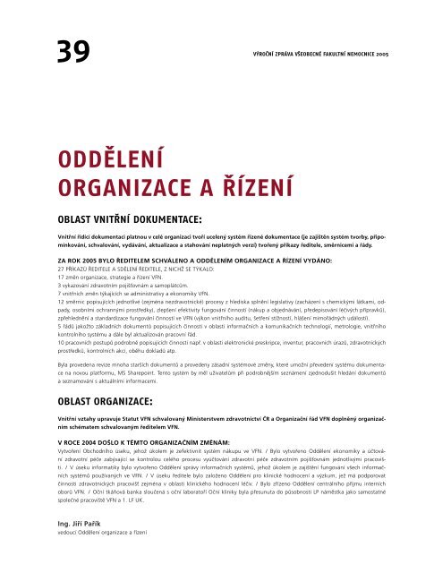 VÃ½roÄnÃ­ zprÃ¡va 2005 - VÅ¡eobecnÃ¡ fakultnÃ­ nemocnice v Praze