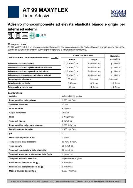 Scheda Tecnica - Fassa Bortolo