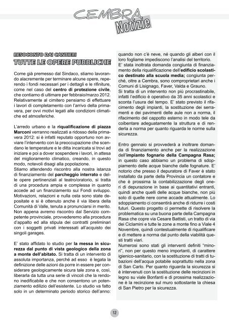 Numero 12 - Dicembre 2011 - Comune di Cembra