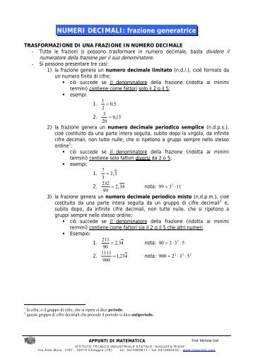 Numeri decimali e frazioni