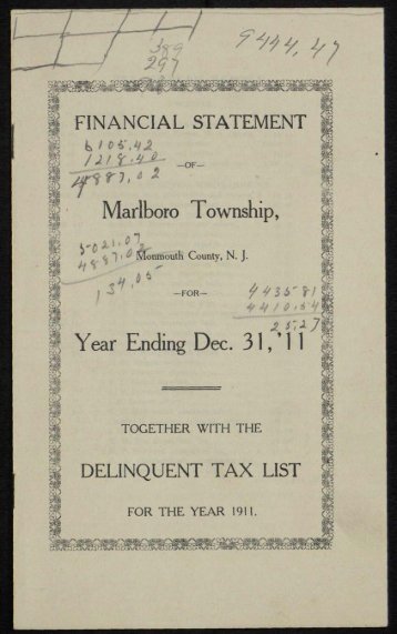 Marlboro Financial Statements 1911 - Monmouth County