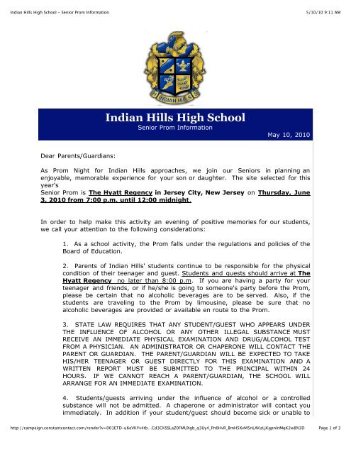 Indian Hills High School - Senior Prom Information - Ramapo Indian ...