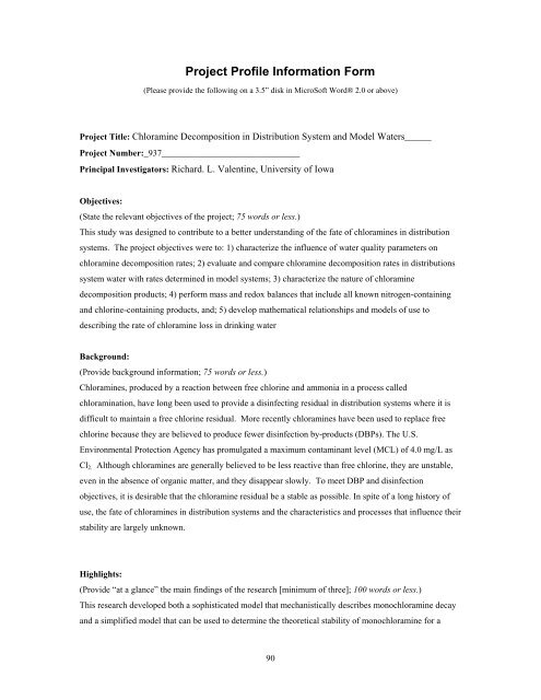 Chloramine Decomposition in Distribution System and Model Waters