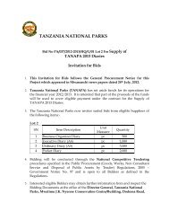 ADVERT - TENDER NO.01 OF 2012 ... - Tanzania National Parks