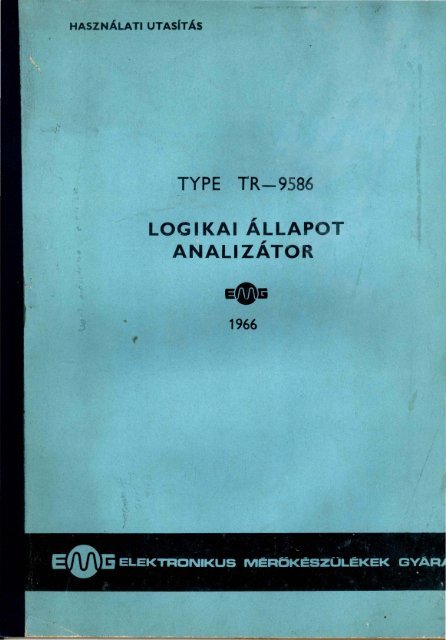 EMG 1966 LOGIKAI ÁLLAPOT ANALIZÁTOR használati utasítás