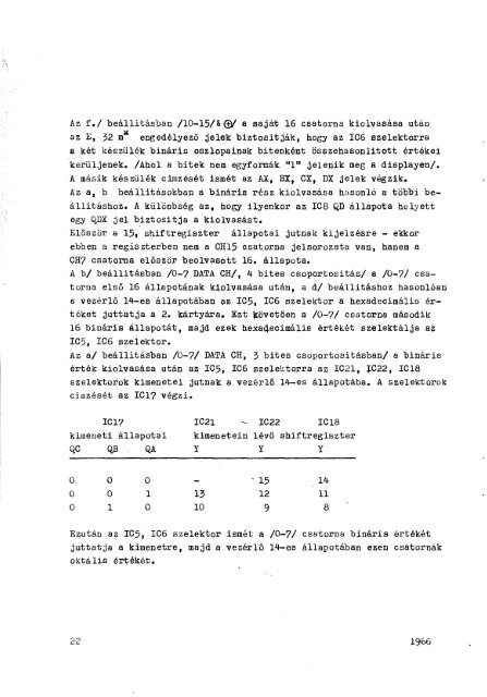 EMG 1966 LOGIKAI ÁLLAPOT ANALIZÁTOR használati utasítás