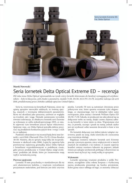 Test lornetek Delta Optical Extreme w nr 11 Astronomii Amatorskiej