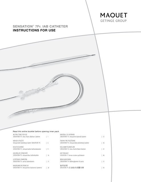 SENSATIONÂ® 7Fr. IAB CATHETER INSTRUCTIONS FOR USE