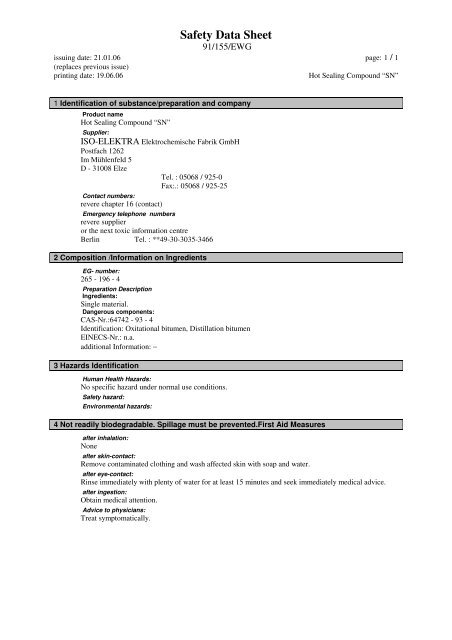 Safety Data Sheet - iso-elektra